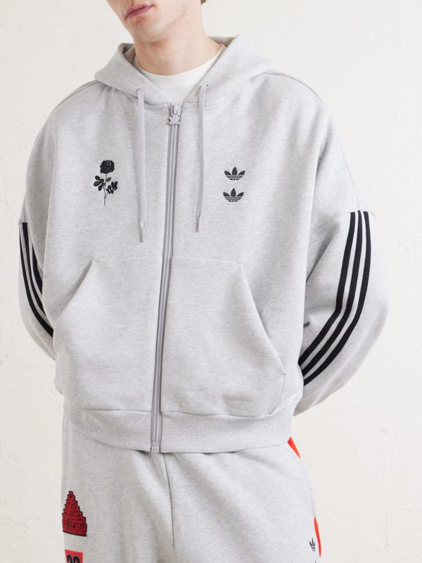 +Willy Chavarria Hooded Embroidered Zip-Up Cotton-Blend Sweater - FR +Willy Chavarria Hooded Embroidered Zip-Up Cotton-Blend Sweater - FR