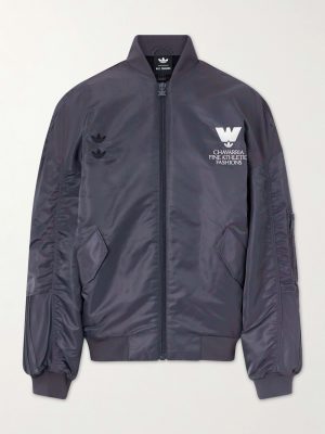 + Willy Chavarria Logo-Embroidered Satin Padded Bomber Jacket