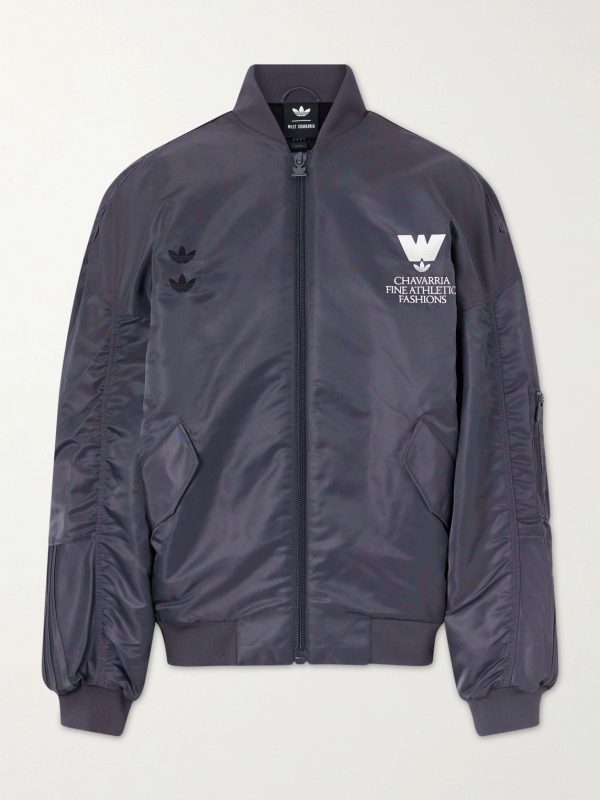 + Willy Chavarria Logo-Embroidered Satin Padded Bomber Jacket