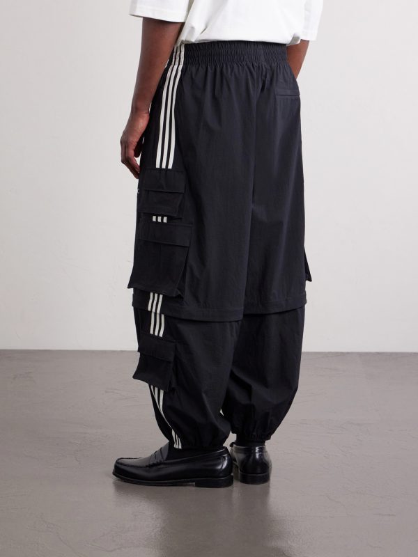 + Willy Chavarria Logo-Embroidered Shell Cargo Sweatpants - BK + Willy Chavarria Logo-Embroidered Shell Cargo Sweatpants - BK