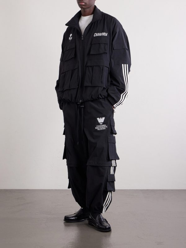 + Willy Chavarria Logo-Embroidered Shell Cargo Sweatpants - OU + Willy Chavarria Logo-Embroidered Shell Cargo Sweatpants - OU