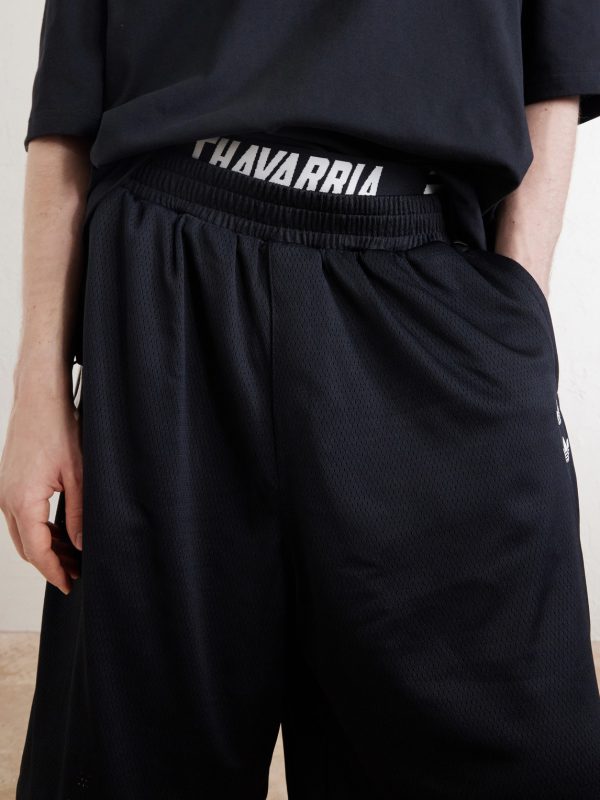 + Willy Chavarria Straight-Leg Striped Mesh Drawstring Shorts - CU + Willy Chavarria Straight-Leg Striped Mesh Drawstring Shorts - CU