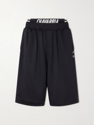 + Willy Chavarria Straight-Leg Striped Mesh Drawstring Shorts + Willy Chavarria Straight-Leg Striped Mesh Drawstring Shorts