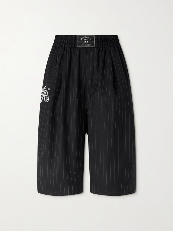 + Willy Chavarria Pinstriped Wool-Blend Twill Shorts + Willy Chavarria Pinstriped Wool-Blend Twill Shorts