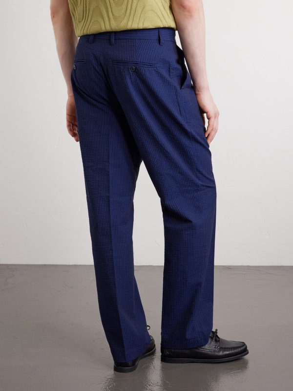 Atlantico Straight-Leg Organic Cotton-Seersucker Trousers - BK Atlantico Straight-Leg Organic Cotton-Seersucker Trousers - BK