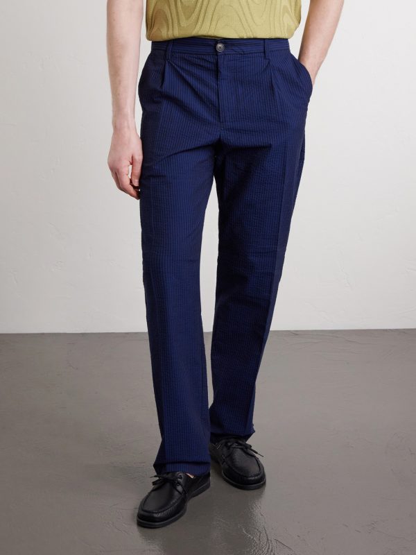 Atlantico Straight-Leg Organic Cotton-Seersucker Trousers - FR Atlantico Straight-Leg Organic Cotton-Seersucker Trousers - FR