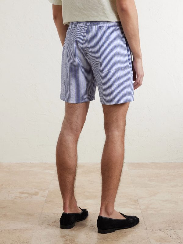 Atlantico Straight-Leg Striped Cotton-Seersucker Shorts - BK