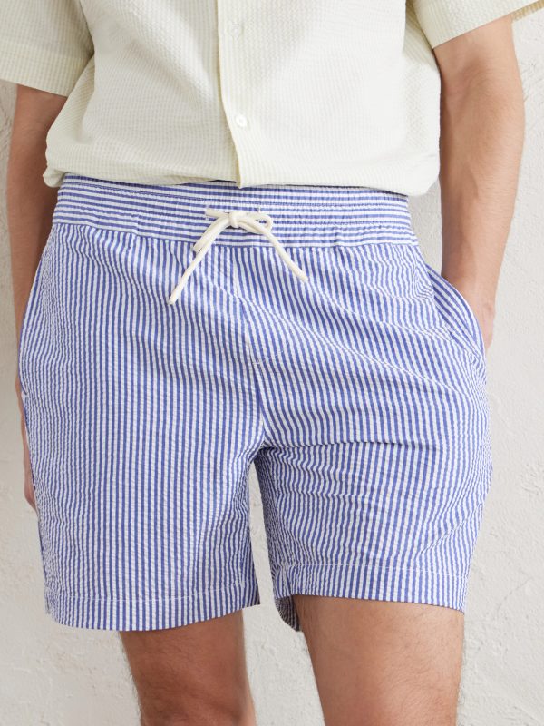 Atlantico Straight-Leg Striped Cotton-Seersucker Shorts - CU