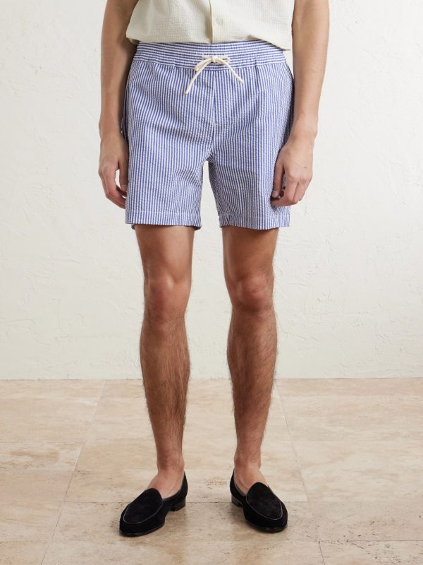 Atlantico Straight-Leg Striped Cotton-Seersucker Shorts - FR