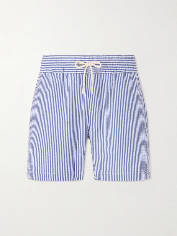 Atlantico Straight-Leg Striped Cotton-Seersucker Shorts