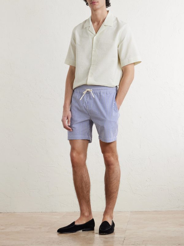 Atlantico Straight-Leg Striped Cotton-Seersucker Shorts - OU