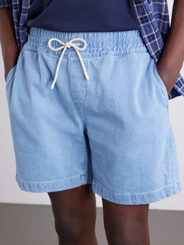 Straight-Leg Denim Drawstring Shorts - CU