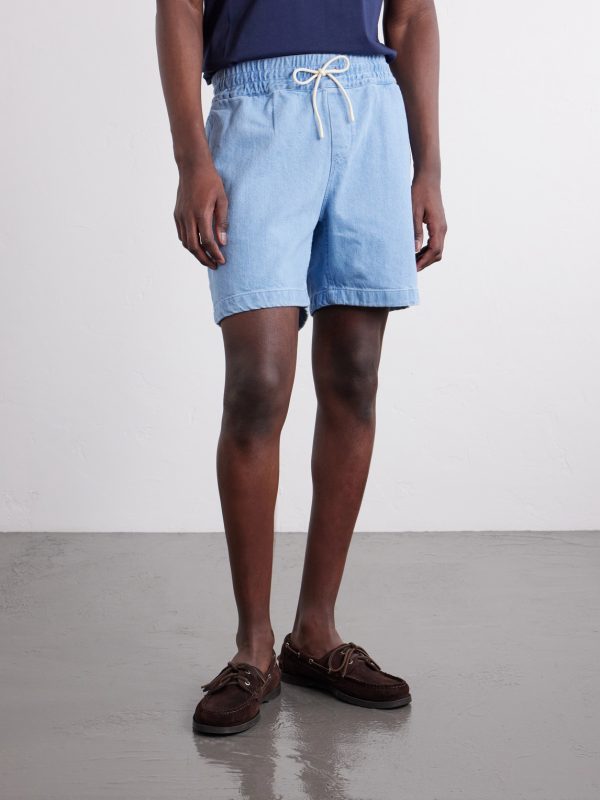 Straight-Leg Denim Drawstring Shorts - FR