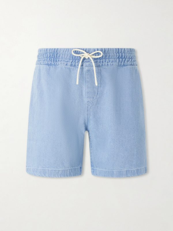 Straight-Leg Denim Drawstring Shorts