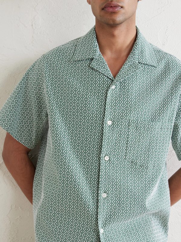 Portuguese Tile Camp-Collar Embroidered Cotton-Blend Shirt - CU Portuguese Tile Camp-Collar Embroidered Cotton-Blend Shirt - CU