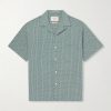 Portuguese Tile Camp-Collar Embroidered Cotton-Blend Shirt Portuguese Tile Camp-Collar Embroidered Cotton-Blend Shirt