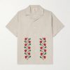 Branch Convertible-Collar Embroidered Linen and Cotton-Blend Shirt