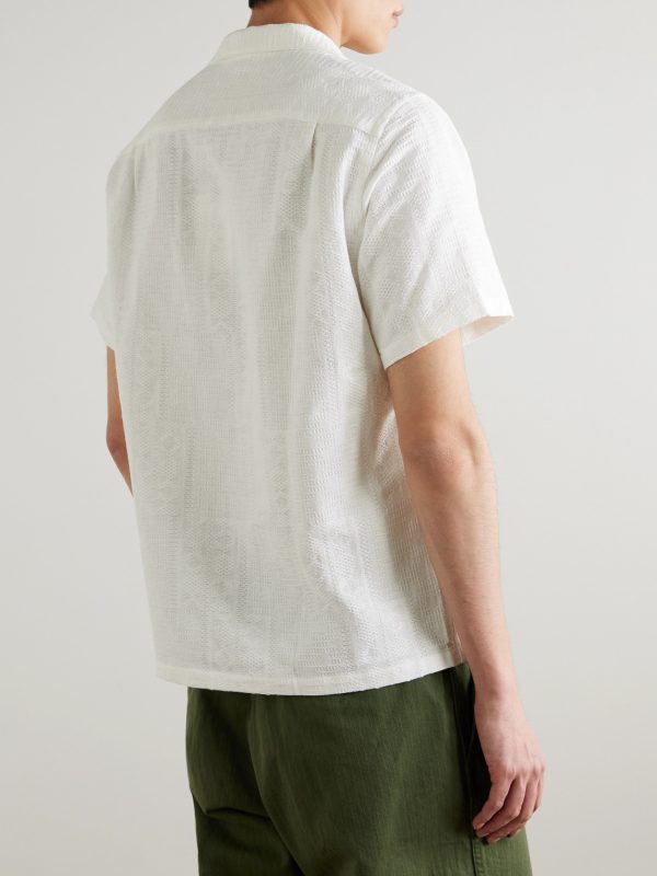 Reeve Convertible-Collar Organic Cotton-Jacquard Shirt - BK Reeve Convertible-Collar Organic Cotton-Jacquard Shirt - BK