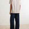 Lousada Camp-Collar Embroidered Striped Cotton Shirt - BK Lousada Camp-Collar Embroidered Striped Cotton Shirt - BK