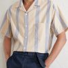 Lousada Camp-Collar Embroidered Striped Cotton Shirt - CU Lousada Camp-Collar Embroidered Striped Cotton Shirt - CU