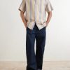 Lousada Camp-Collar Embroidered Striped Cotton Shirt - OU Lousada Camp-Collar Embroidered Striped Cotton Shirt - OU