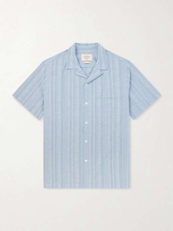 Prana Camp-Collar Striped Cotton Shirt