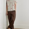 Convertible-Collar Embroidered Linen and Cotton-Blend Shirt - OU Convertible-Collar Embroidered Linen and Cotton-Blend Shirt - OU