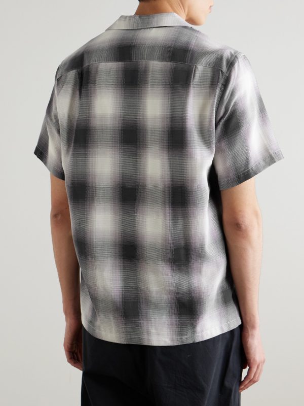 Smogy Convertible-Collar Checked Cotton Shirt - BK Smogy Convertible-Collar Checked Cotton Shirt - BK
