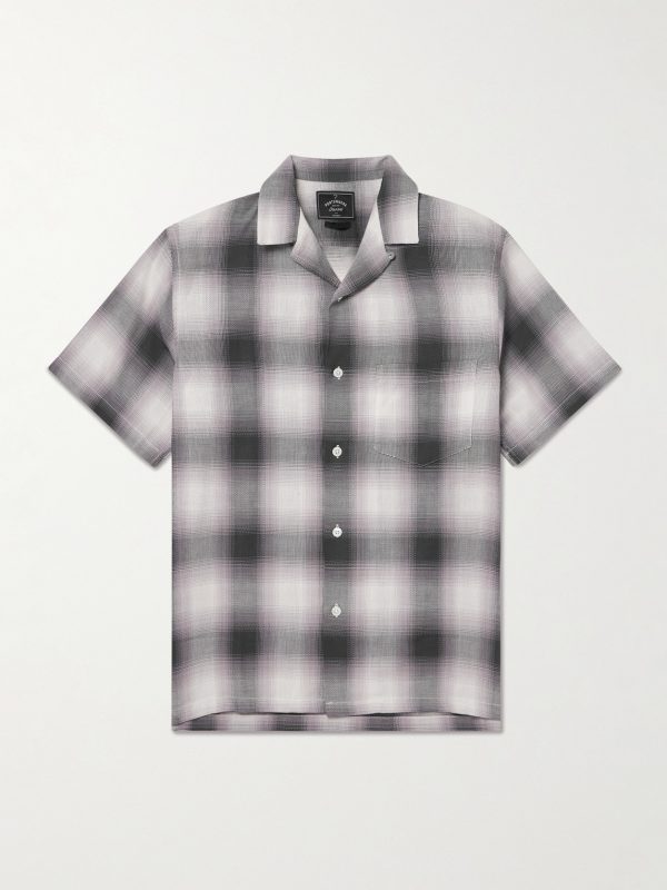 Smogy Convertible-Collar Checked Cotton Shirt Smogy Convertible-Collar Checked Cotton Shirt