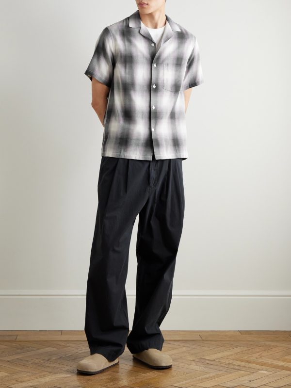 Smogy Convertible-Collar Checked Cotton Shirt - OU Smogy Convertible-Collar Checked Cotton Shirt - OU