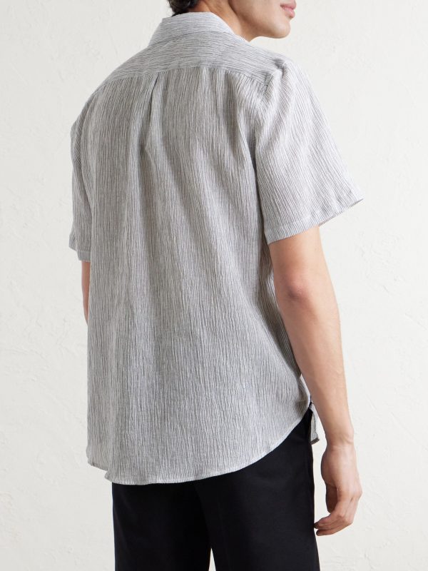 Aaron Striped Cotton and Linen-Blend Shirt - BK Aaron Striped Cotton and Linen-Blend Shirt - BK