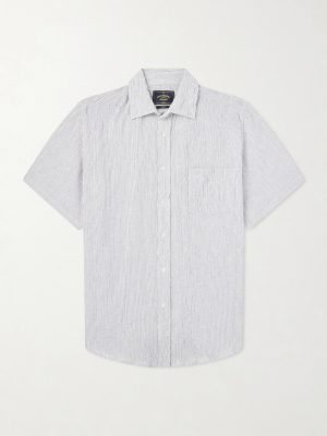 Aaron Striped Cotton and Linen-Blend Shirt Aaron Striped Cotton and Linen-Blend Shirt