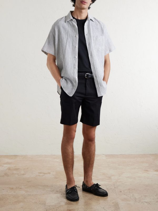 Aaron Striped Cotton and Linen-Blend Shirt - OU Aaron Striped Cotton and Linen-Blend Shirt - OU
