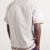 Convertible-Collar Embroidered Linen and Cotton-Blend Shirt - BK Convertible-Collar Embroidered Linen and Cotton-Blend Shirt - BK