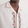Convertible-Collar Embroidered Linen and Cotton-Blend Shirt - CU Convertible-Collar Embroidered Linen and Cotton-Blend Shirt - CU