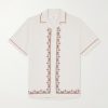 Convertible-Collar Embroidered Linen and Cotton-Blend Shirt Convertible-Collar Embroidered Linen and Cotton-Blend Shirt