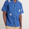 Convertible-Collar Embroidered Ramie Shirt - FR Convertible-Collar Embroidered Ramie Shirt - FR