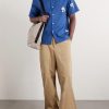 Convertible-Collar Embroidered Ramie Shirt - OU Convertible-Collar Embroidered Ramie Shirt - OU