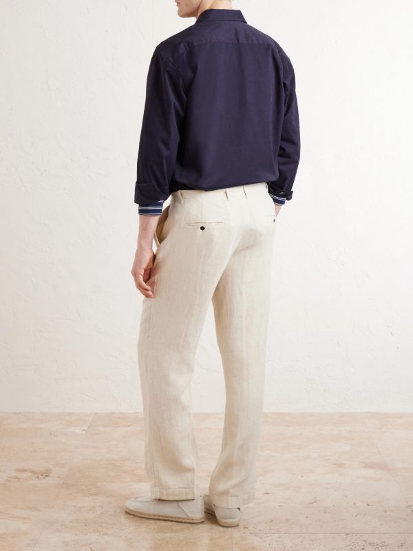 Straight-Leg Linen Trousers - BK Straight-Leg Linen Trousers - BK