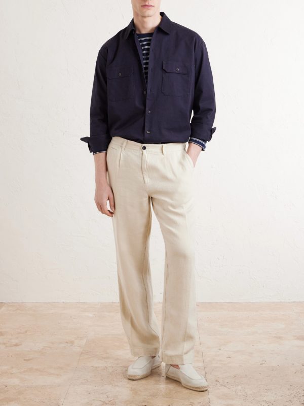 Straight-Leg Linen Trousers - OU Straight-Leg Linen Trousers - OU