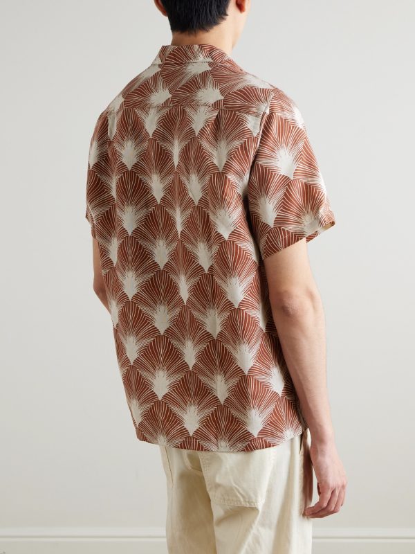 Feathers Printed Linen and Cotton-Blend Shirt - BK Feathers Printed Linen and Cotton-Blend Shirt - BK