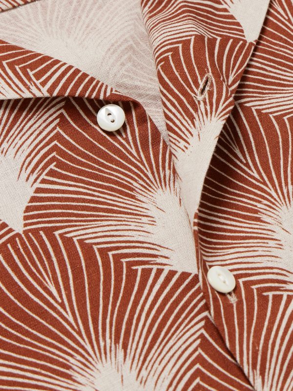 Feathers Printed Linen and Cotton-Blend Shirt - CU Feathers Printed Linen and Cotton-Blend Shirt - CU