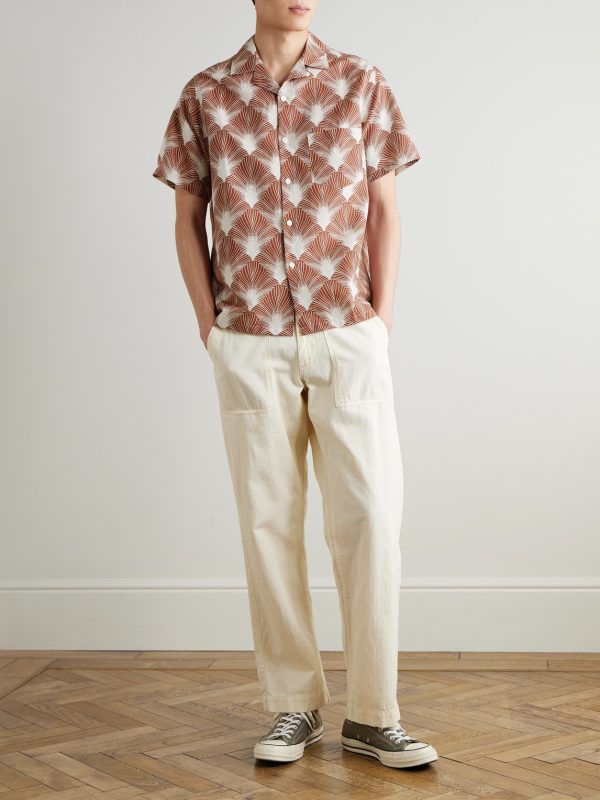 Feathers Printed Linen and Cotton-Blend Shirt - OU Feathers Printed Linen and Cotton-Blend Shirt - OU