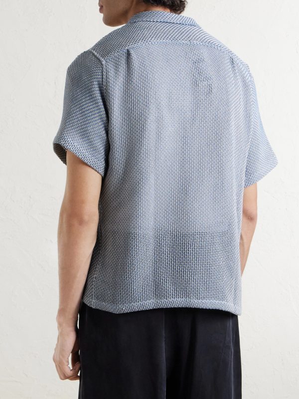 Agora Camp-Collar Cotton-Blend Shirt - BK Agora Camp-Collar Cotton-Blend Shirt - BK