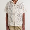 Camp-Collar Crocheted Cotton-Blend Shirt - FR Camp-Collar Crocheted Cotton-Blend Shirt - FR