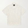 Camp-Collar Crocheted Cotton-Blend Shirt Camp-Collar Crocheted Cotton-Blend Shirt