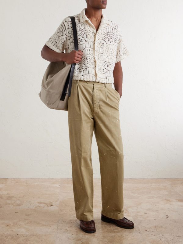 Camp-Collar Crocheted Cotton-Blend Shirt - OU Camp-Collar Crocheted Cotton-Blend Shirt - OU