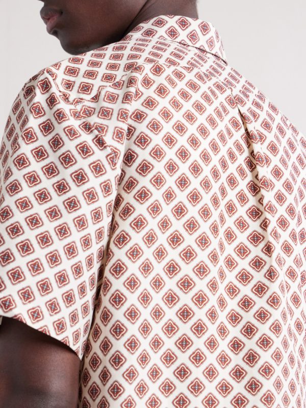 Convertible-Collar Printed Silk and Linen-Blend Shirt - CU