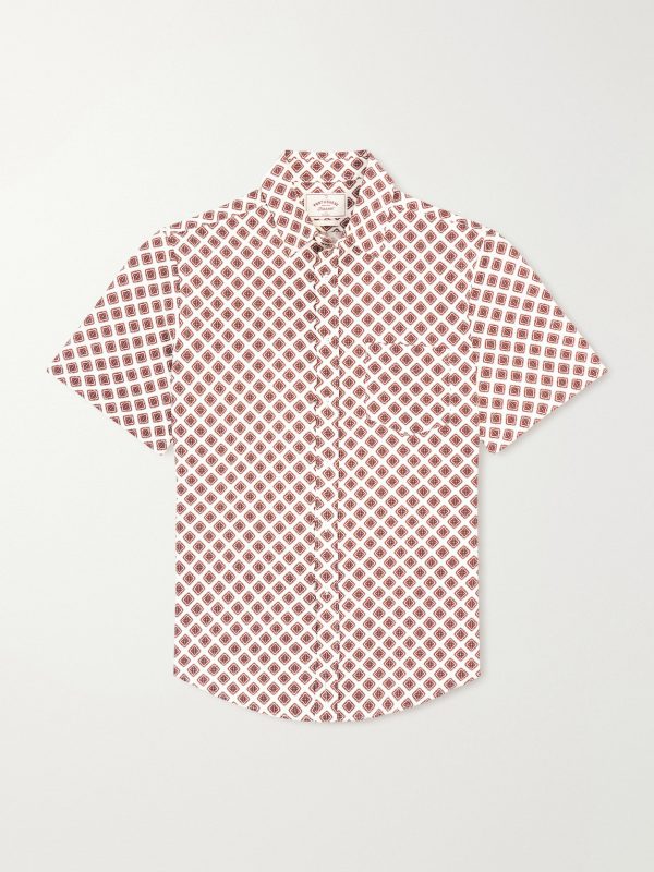Convertible-Collar Printed Silk and Linen-Blend Shirt