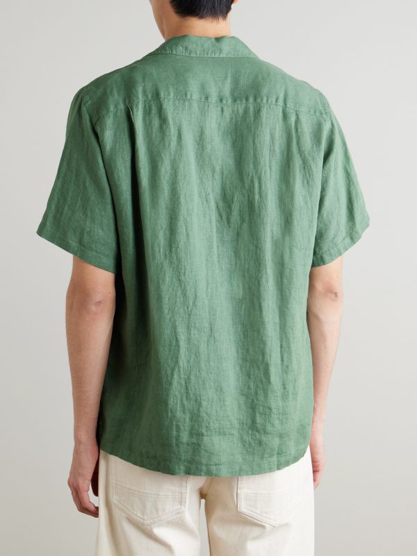 Camp-Collar Linen Shirt - BK Camp-Collar Linen Shirt - BK